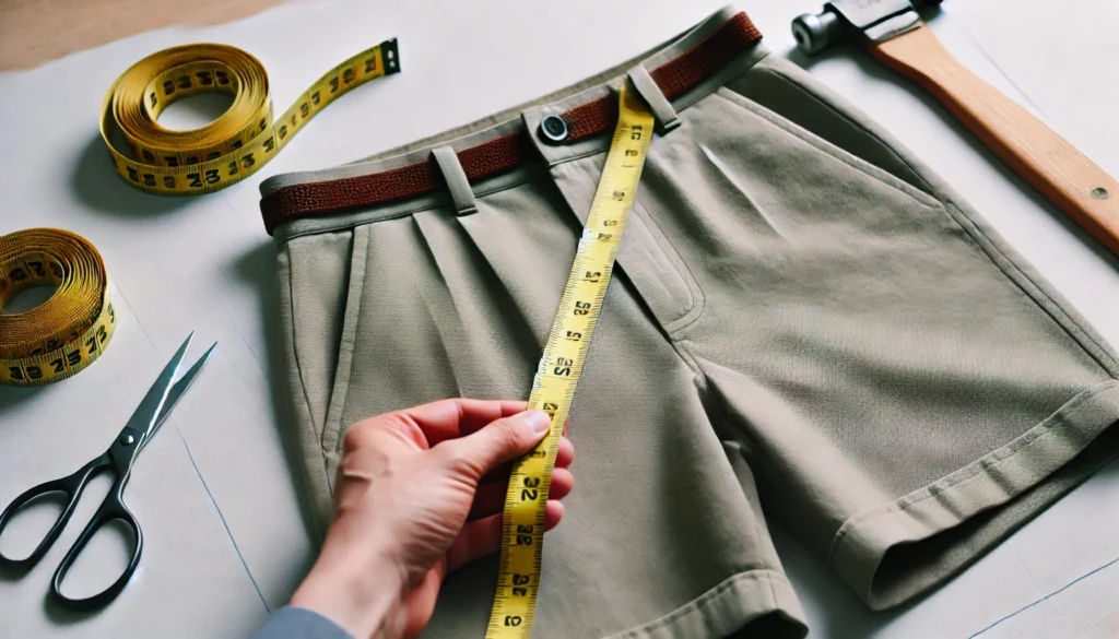 Measuring Inseam of shorts on table